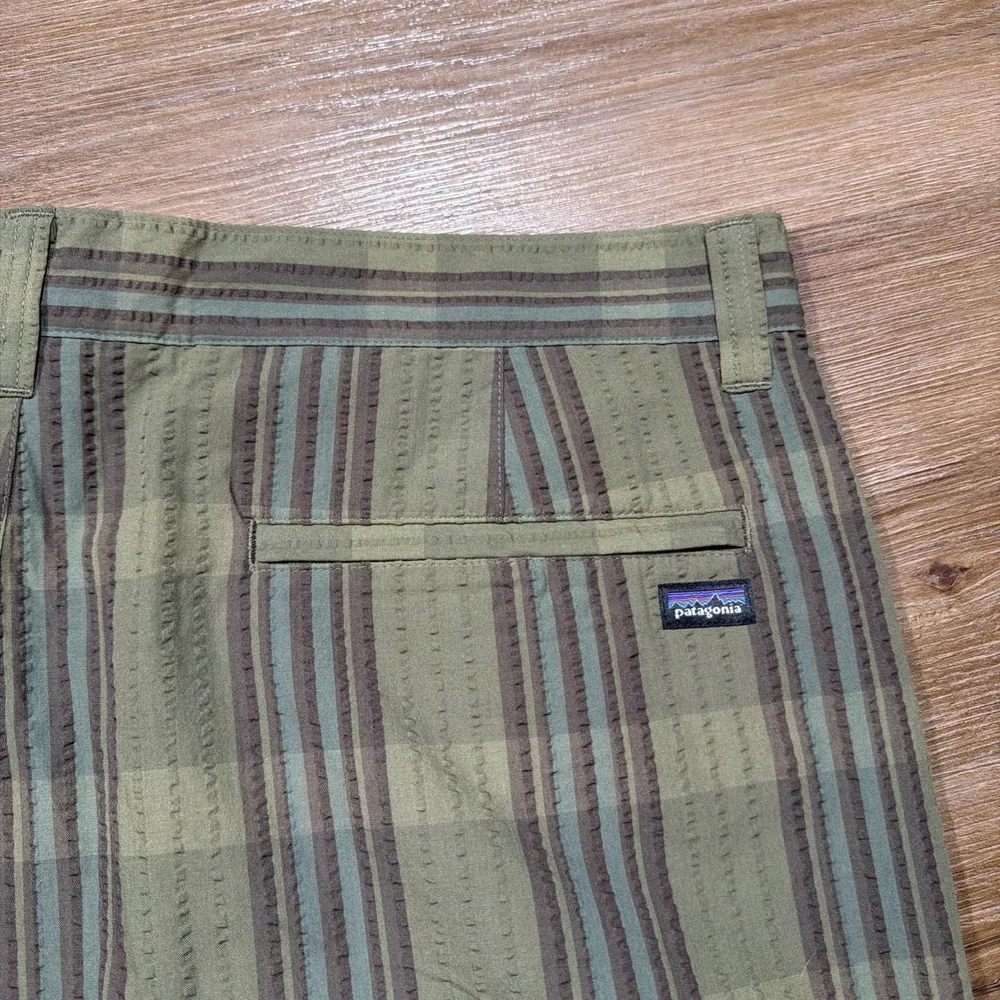 Patagonia Thrift Shorts Men's Size 36 Organic Cotton Seersucker Olive Outdoor